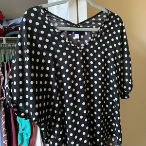 Long black and white polka dot top